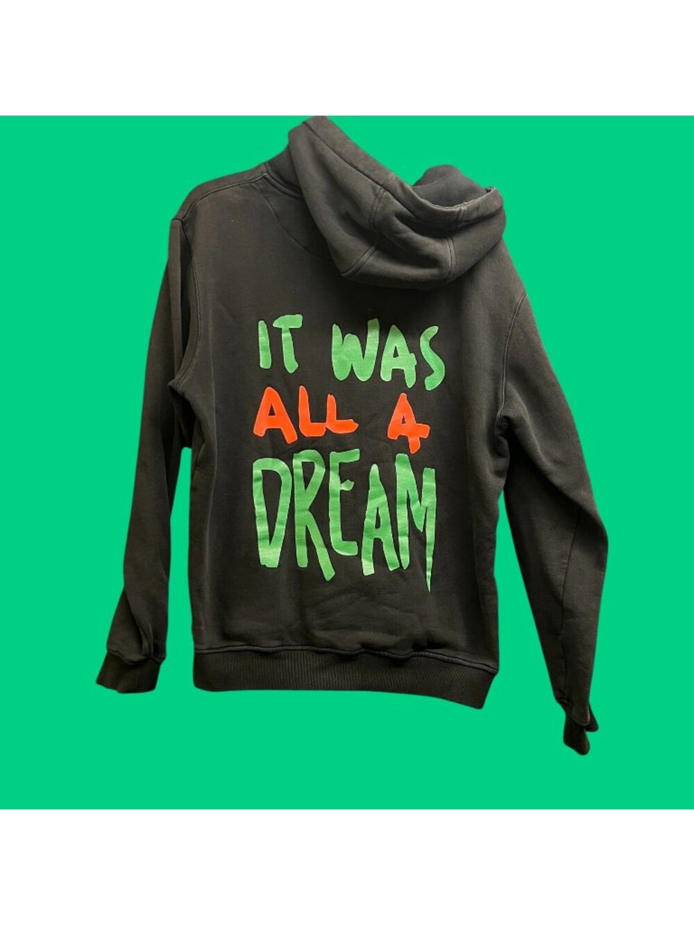 Mister Tee Black Hoodie With "It Was All A Dream" Graphic Text & Crown Emoji Des